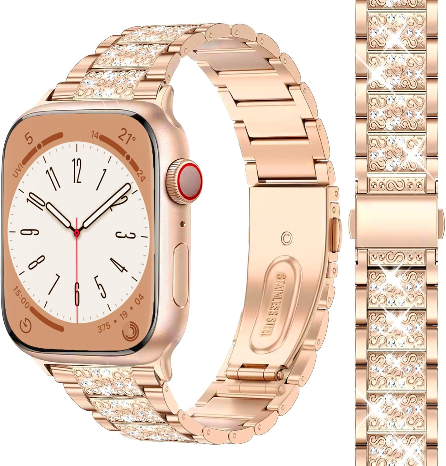 JJii Sung Bling Diamond Strap compatible with Apple Watch Straps 38mm 40mm 41mm 42mm 44mm 45mm 46mm 49mm