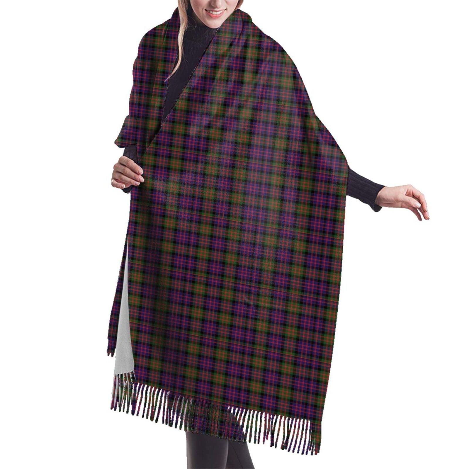 Wpamlrta Women Blanket Scarf Long Shawl Clan Macdonald Tartan Cashmere Feel Shawl Wrap Winter Warm Scarf 77x27inch