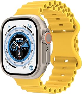 VeveXiao Pulseira de silicone Ocean compatível com Apple Watch Ultra Band de 49 mm, 45 mm, 44 mm, 42 mm, 41 mm, 40 mm, 38 mm, masculina, feminina, macia, respirável, para iWatch Series 8, 7, 6, 5, 4, 3, 2, 1 SE
