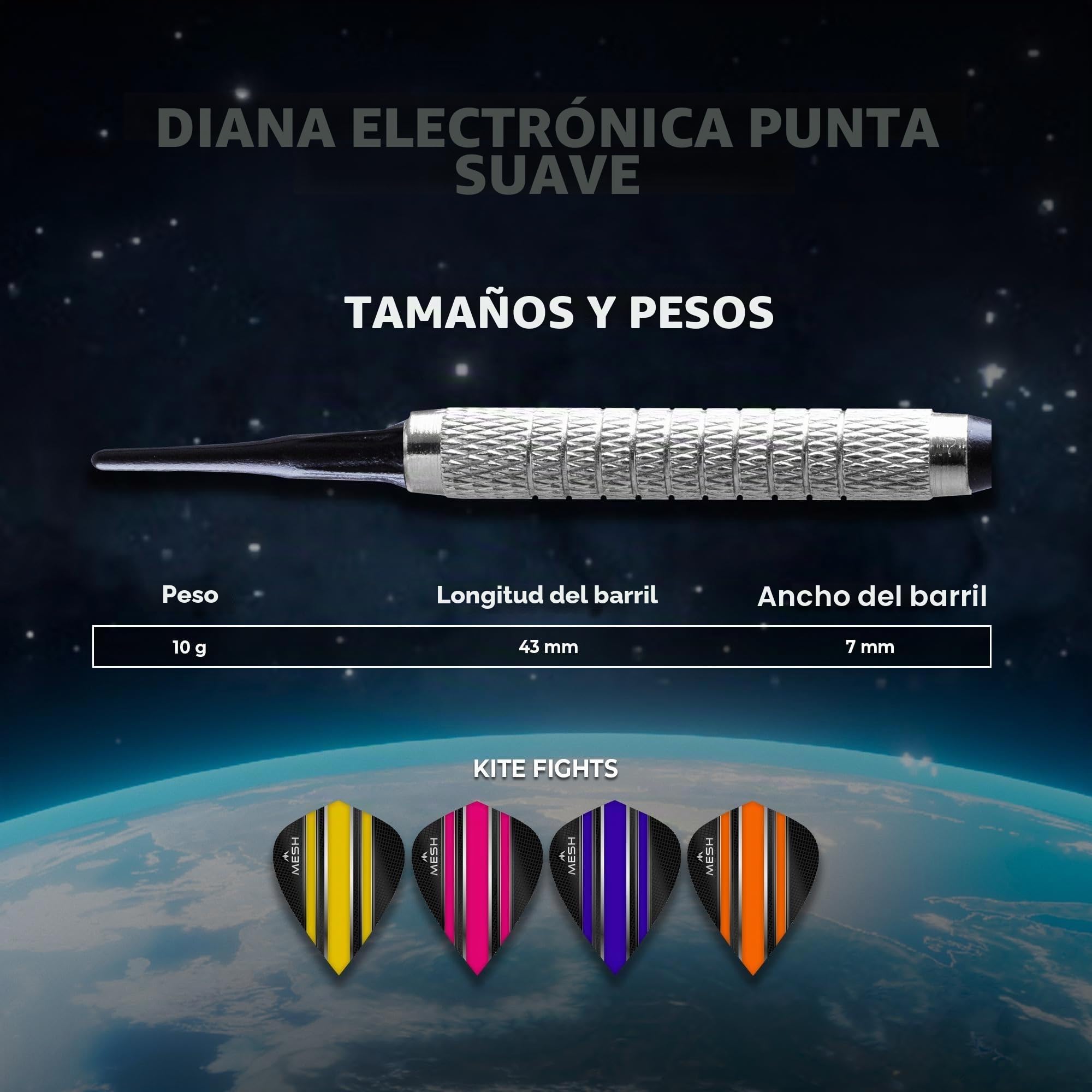 Mission | Diana electrónica G220 | Punta suave profesional | Hasta 16 jugadores | 28 juegos | Incluye 4 juegos de dardos.