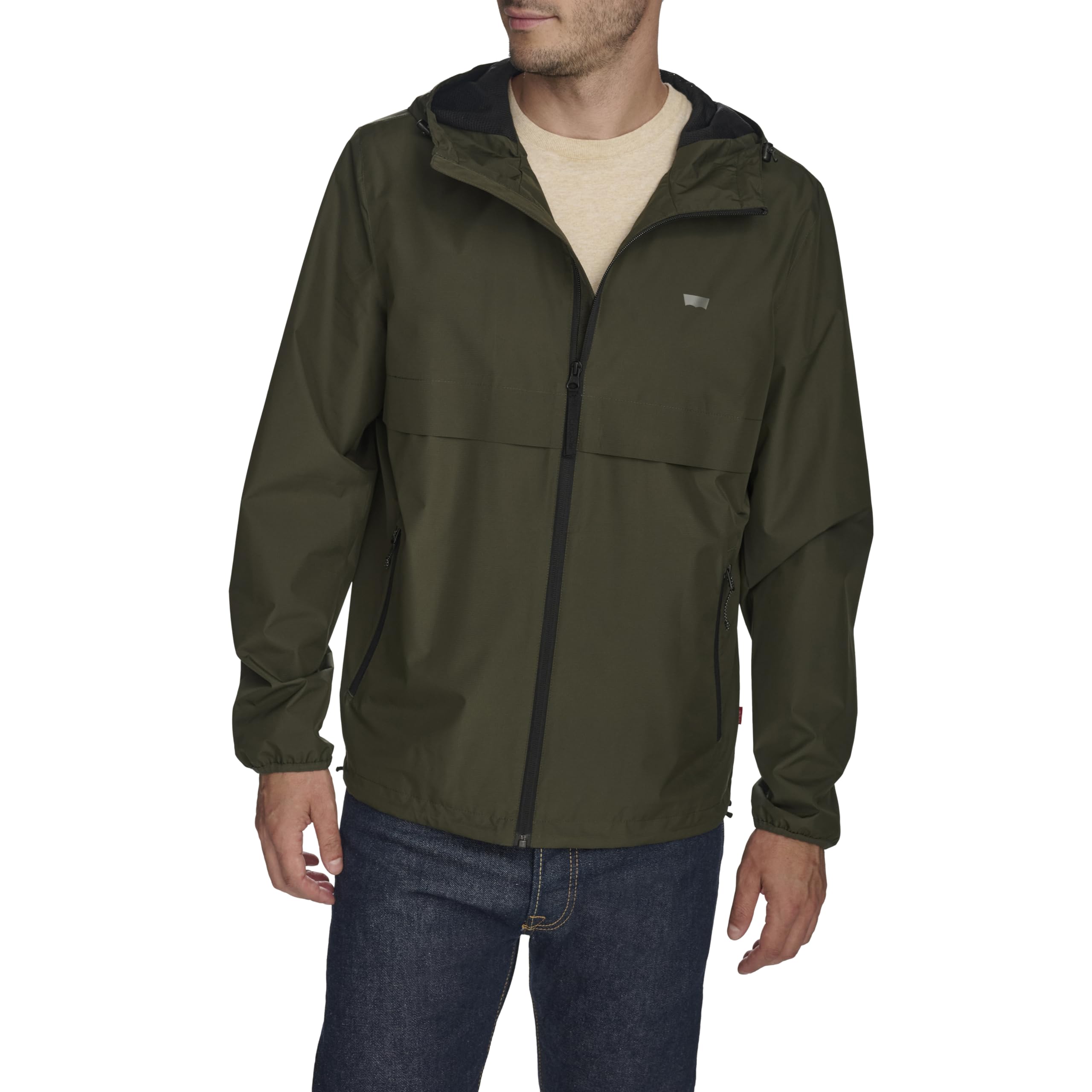 Levi's Men's Hooded Rain Jacket & Windbreaker, Olive, L