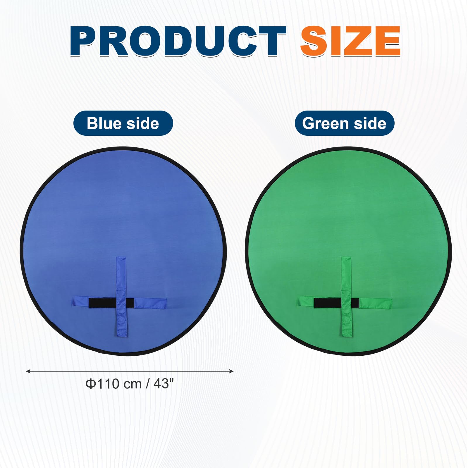 sourcing map Toile de fond bleue et verte (110 cm de diamètre) pliable avec support et sac de transport, convient pour vidéo/photographie/réunions/discussions