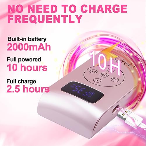 Miniatura 6 de JOSLOVE Taladro eléctrico de uñas con lámpara de uñas 35000 RPM para uñas acrílicas profesionales recargable portátil herramientas de manicura y