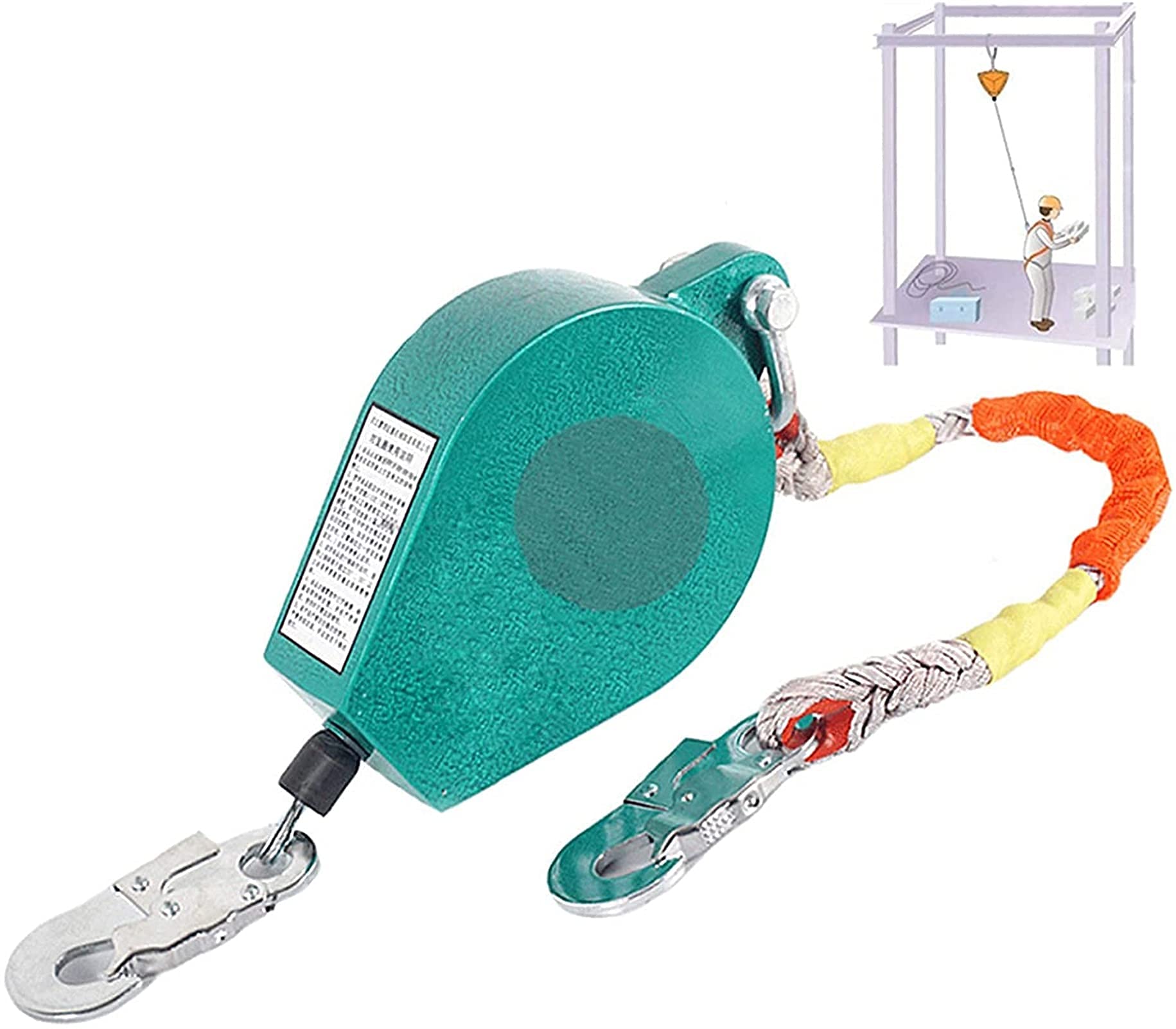 Imbracature di Sicurezza per Linea di Vita Cavo di Sicurezza Retrattile Automatico Imbracatura di Sicurezza Cordino di Protezione anticaduta Limitatore di Caduta Personale con Gancio in acci