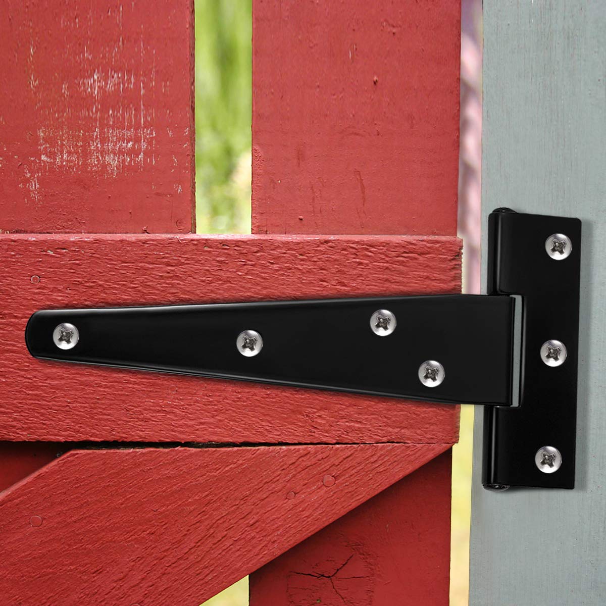 DOITOOL 6pcs 5 Inches t Shape Rustproof Iron Hinges Black Matte Door Hinges for Doors