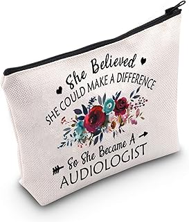 G2TUP Audiologist Gift So She Became A Audiologist Makeup Bag Audiology Cosmetic Bag Audiology Student Graduation Gift Ear Doctor Gift (Became A Audiologist White)