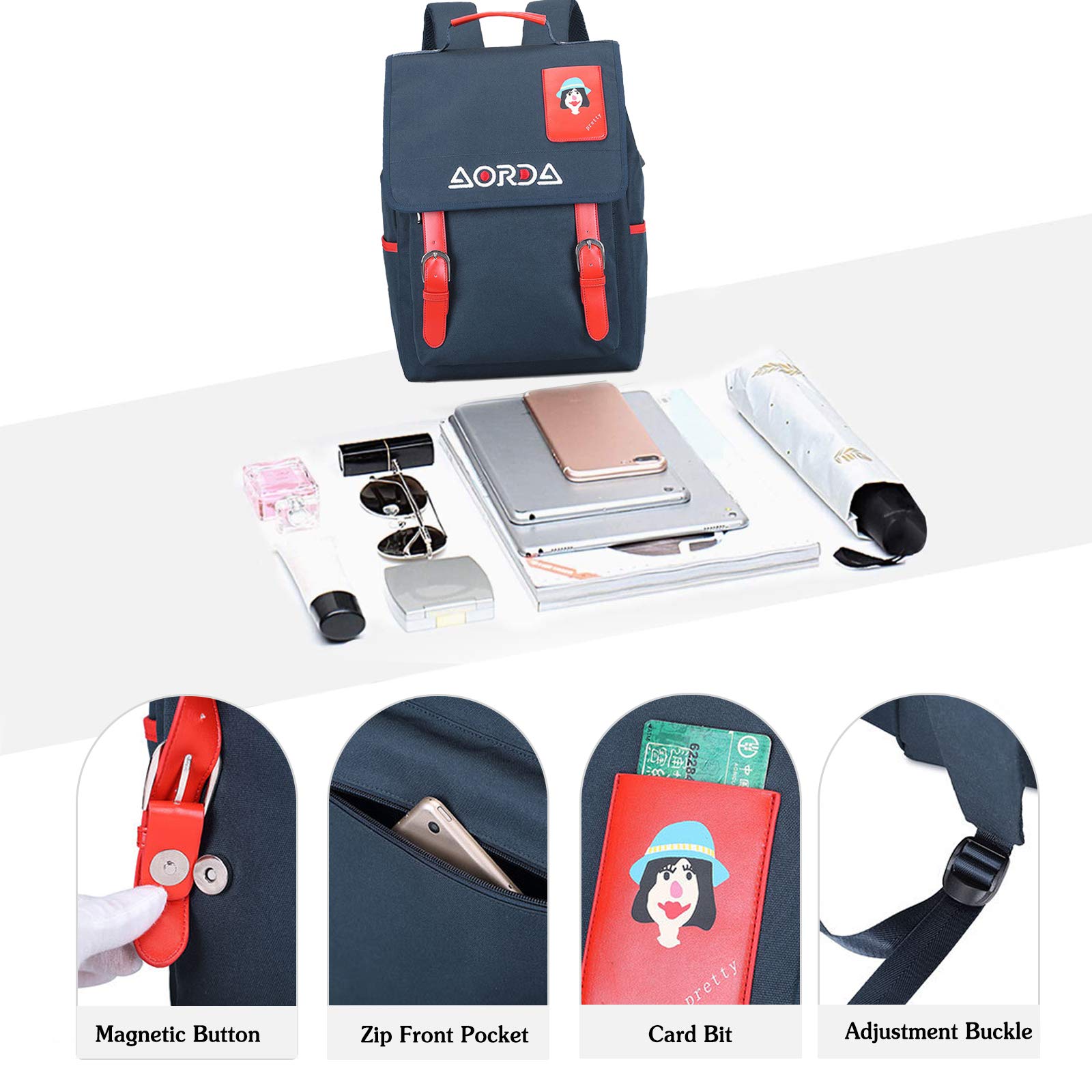 FANDARE Damski plecak modny plecak dzienny z przyłączem USB do ładowania, dla dziewcząt, torba szkolna, na laptopa o przekątnej ekranu 15,6", plecak podróżny, do szkoły, na zakupy, randkę, tornister,