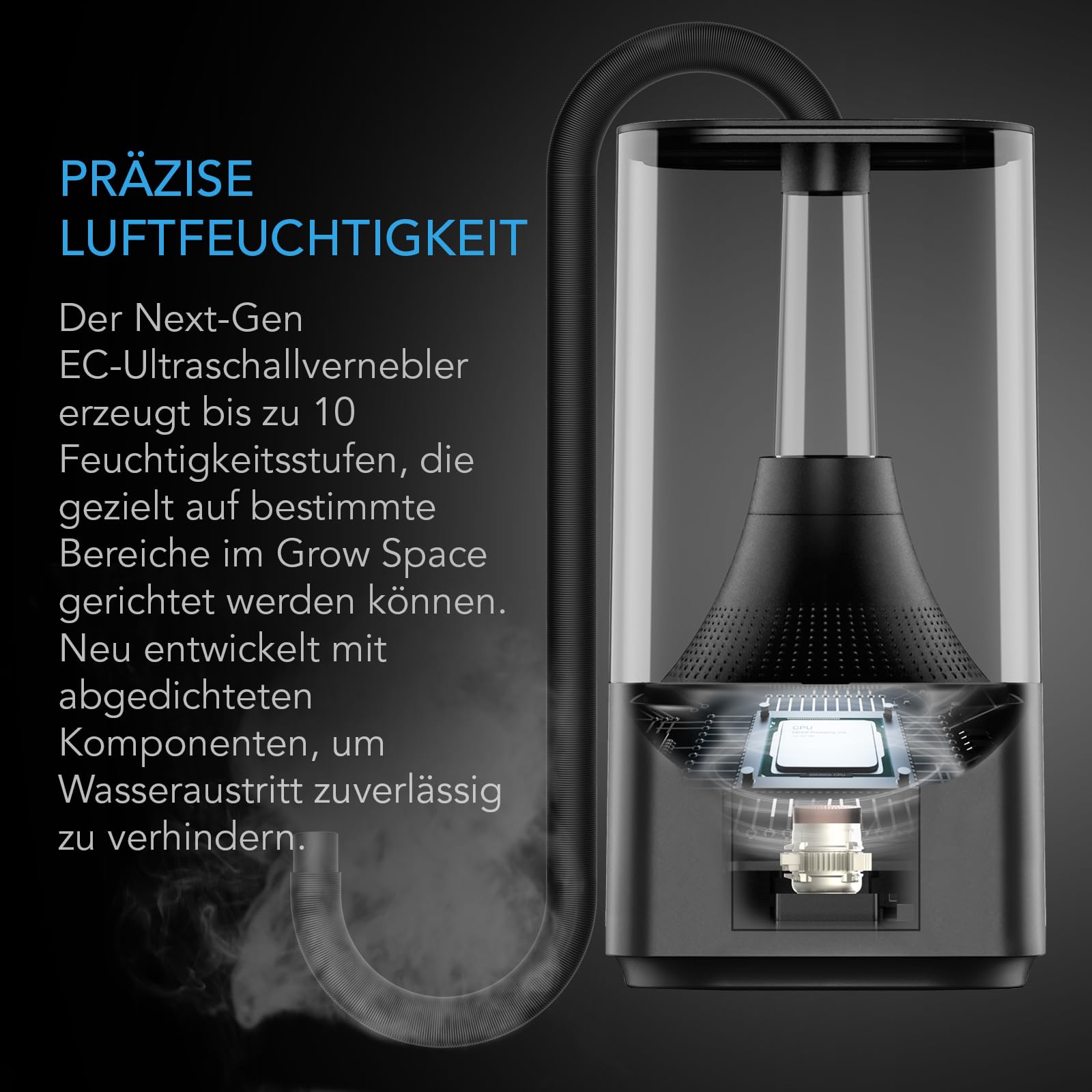 AC Infinity CLOUDFORGE T3 – Pflanzen-Luftbefeuchter 4,5 L mit VPD | 10-stufiger Präzisionsverdampfer, ausziehbarer Zielschlauch und auslaufsichere Dichtung für Wachstumszelte