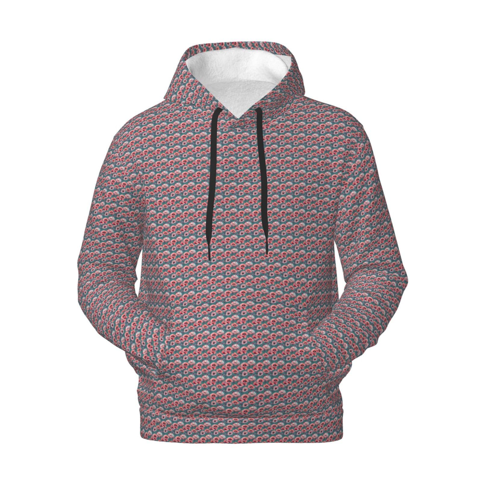 Imprimé coquelicots pastel sweat à capuche homme noir léger et confortable