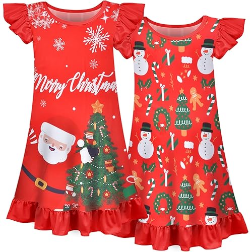 Sylfairy 2pcs Girls Nightgowns, Unicorn Nightgown Princess Pajama Dresses for Girls Sleepwear Nightie
