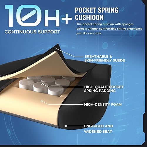 Miniatura 5 de GTPLAYER Silla de juegos de tela con cojín de resorte de bolsillo, silla de computadora ergonómica de respaldo alto con reposapiés para adultos,