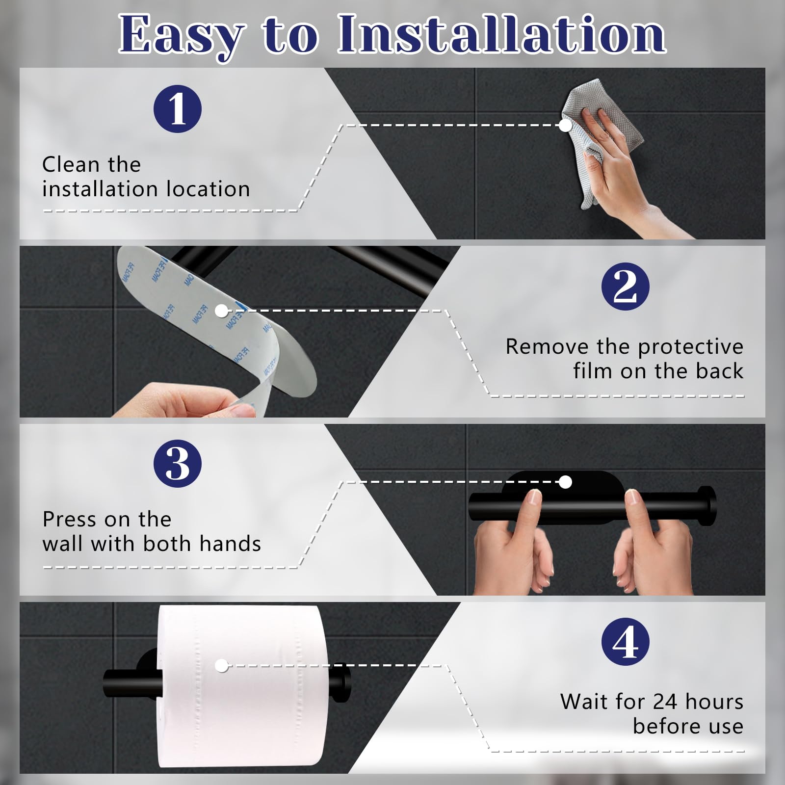 Toilet Paper Holder, Self Adhesive Toilet Paper Holder Wall Mount — Amazon image 4