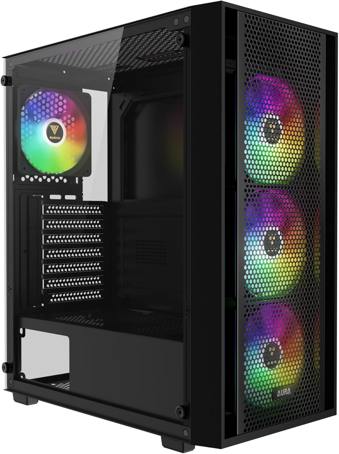 GAMDIAS ATX Mid Tower Computer PC Case with Tempered Glass