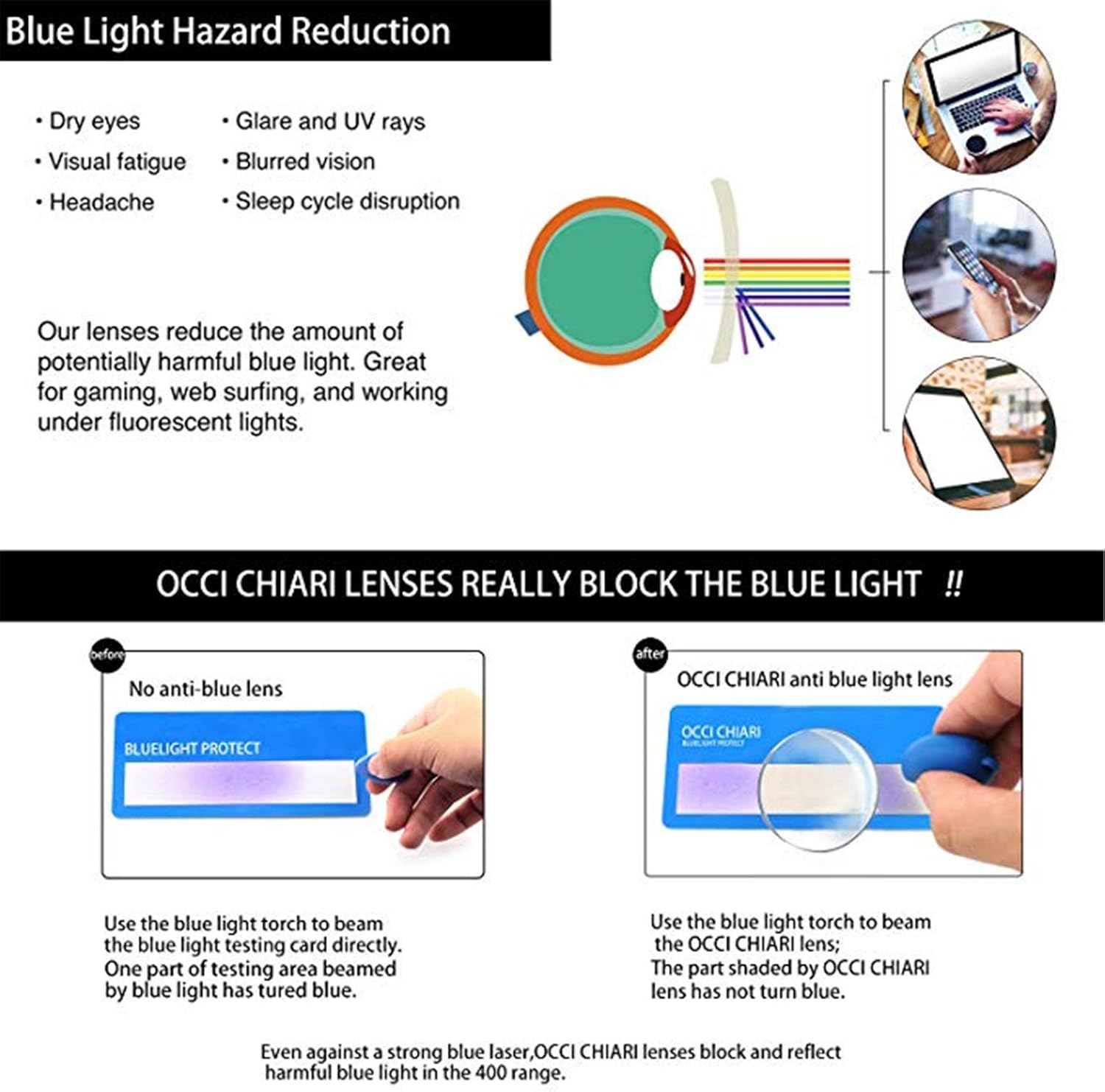 Best Cyber Monday 🔥 OCCI CHIARI Anti Blue Light Glasses for men - Computer Glasses Men - Black Eyewear Frame - Game Glasses for Men