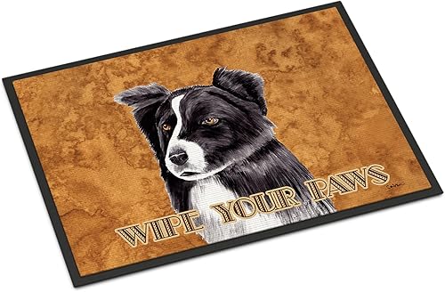 Caroline's Treasures SC9138JMAT Border Collie Wipe Your Paws - Tapete para interiores o exteriores, 24 x 36 pulgadas, 36 pulgadas de largo x 24