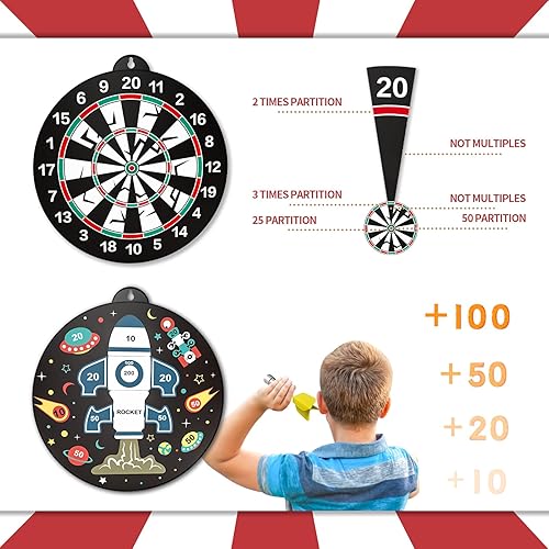Miniatura 4 de Bennol 14 piezas de tablero de dardos magnéticos de doble cara para niños y niños, juguetes de tablero de dardos para niños de 3, 4, 5, 6, 7, 8, 9,