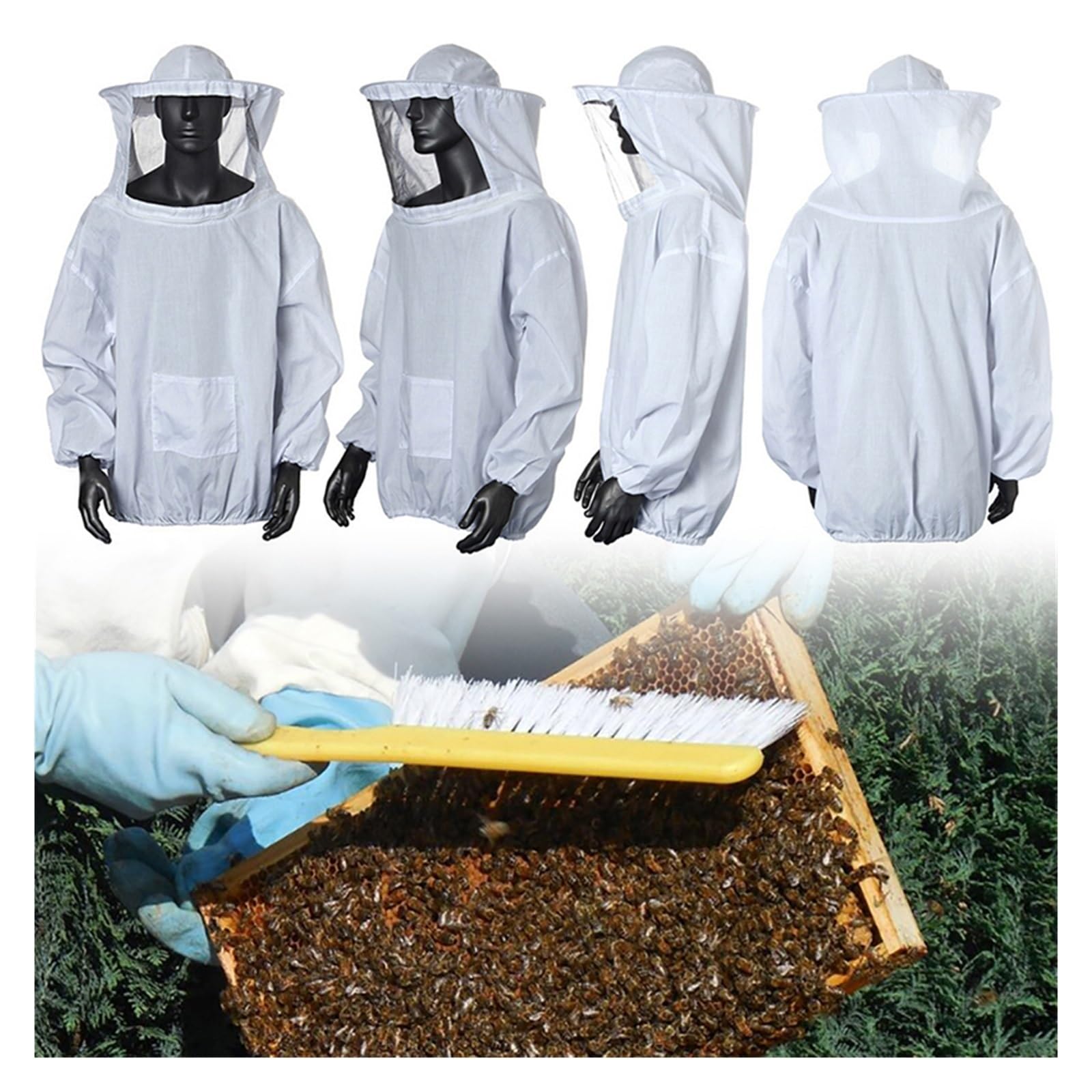 Beekeeping Suits Cotton Siamese Anti-Bee Suit for Women Mens