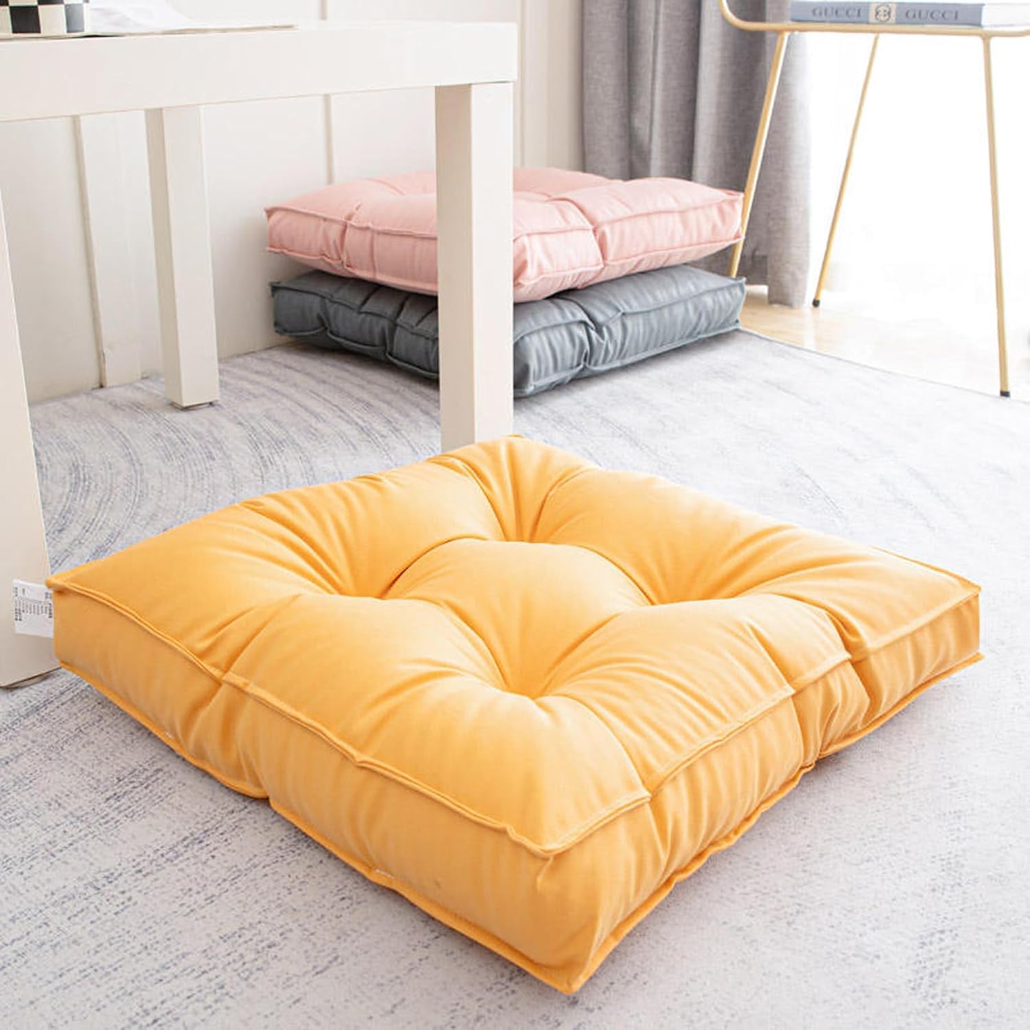 Cuscini per sedie spessi quadrati, durevoli, morbidi, per patio, sala da pranzo, cucina, con laccetti, per sala da pranzo, giardino, balcone, cucina, lavabile (45,7 x 45,7 x 8,9 cm)