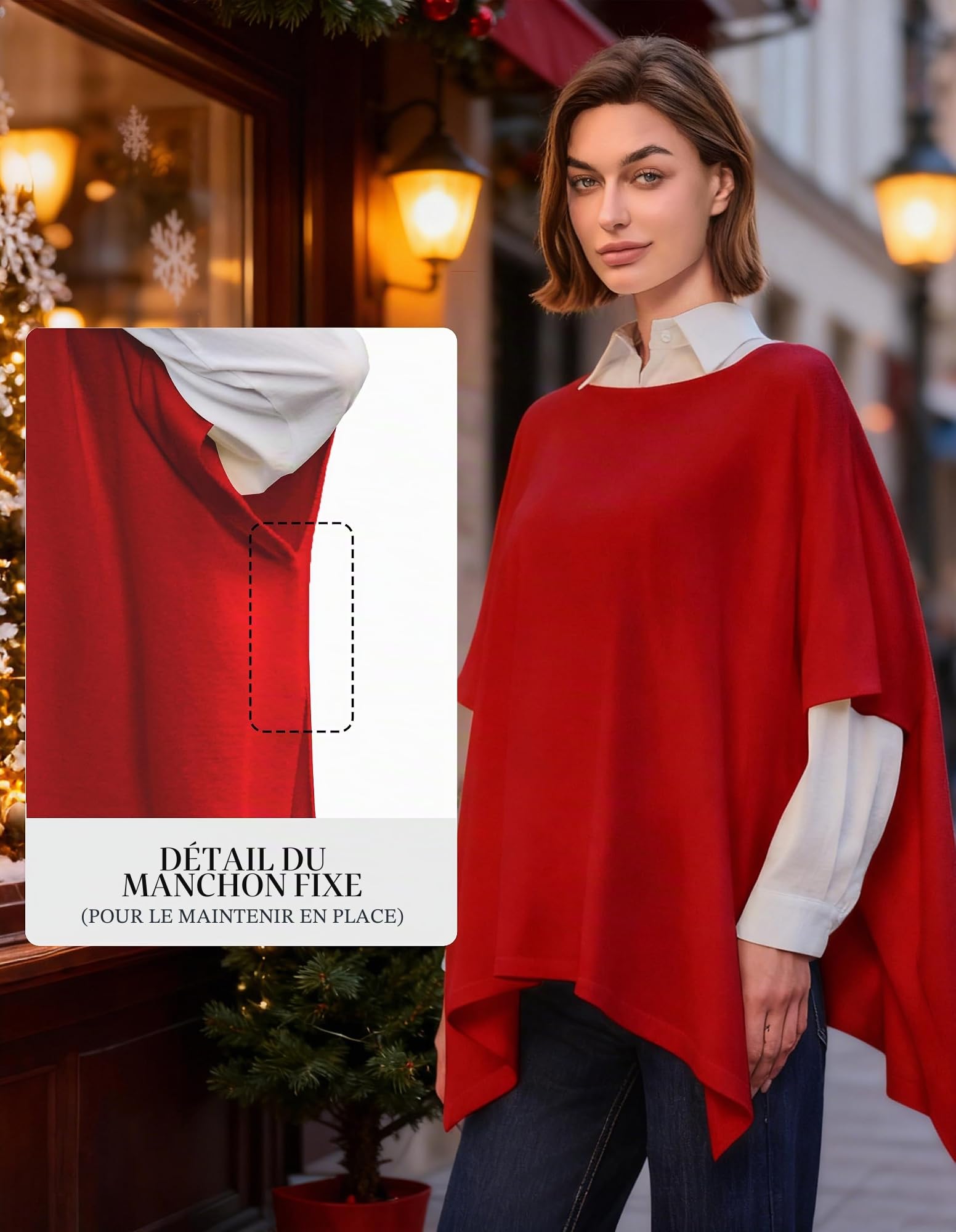 Femmes Poncho Devant Ouvert Cape Châle Pour Automne Hiver