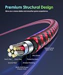 6amLifestyle 2Pack 10ft PS4 Controller Charger Charging Cable Nylon Braided Extra Long Micro USB 2.0 High Speed Data Sync Cord Compatible for Playstaion 4, Slim/Pro, Xbox One S/X Controller, Black+Red
