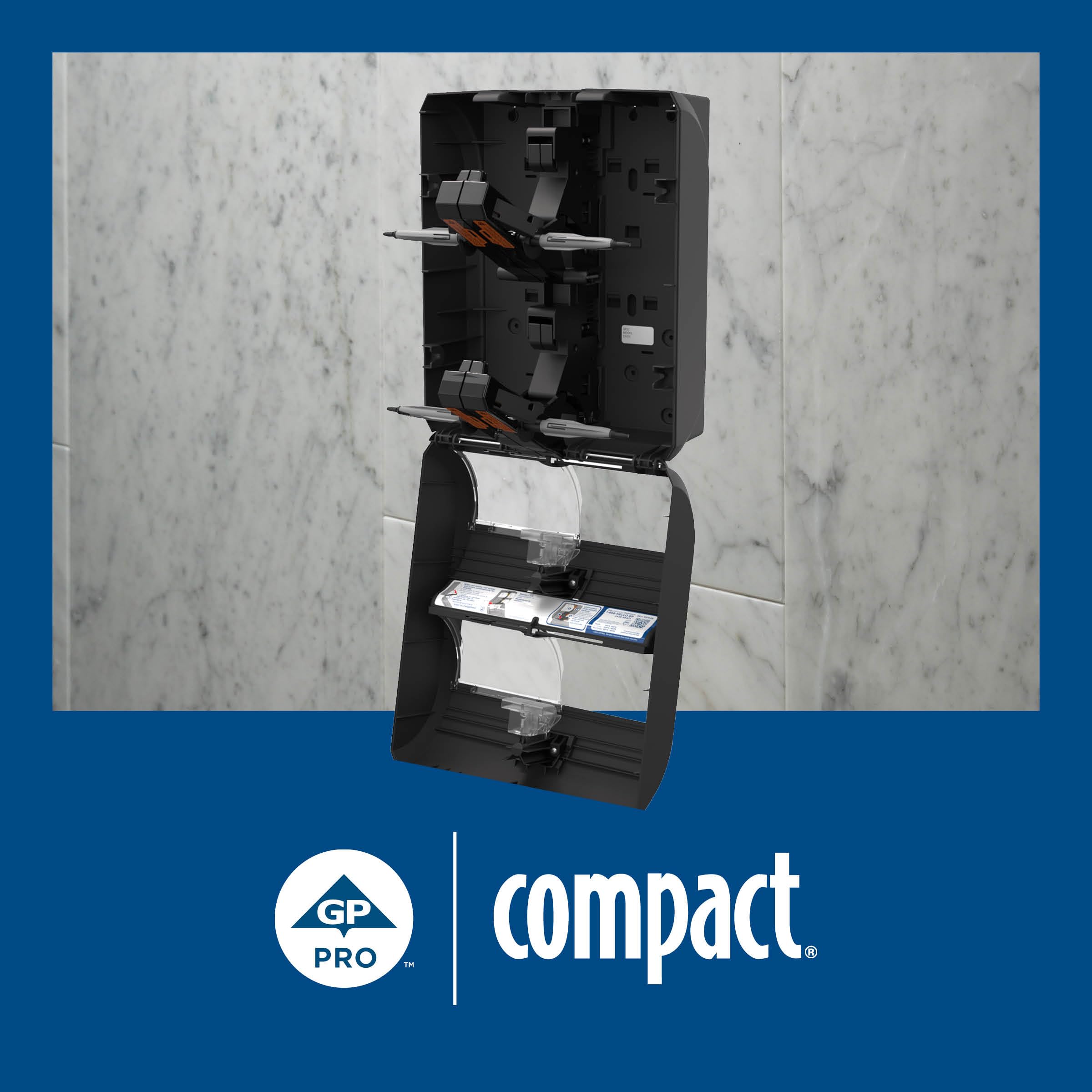 COMPACT® Dispensador de Papel higiénico Quad Plus sin núcleo de Alta Capacidad de 4 Rollos, Negro, 1 dispensador