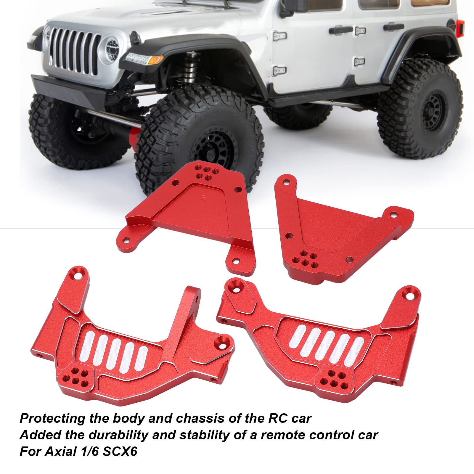 RC Obręcze amortyzatorów Obróbka CNC Wymienne przednie tylne amortyzatory ze stopu aluminium dla Axial 1/6 SCX6 (Red)