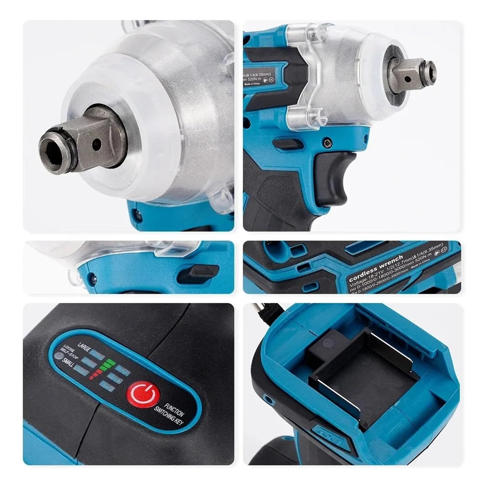 1/2 Cal Bezszczotkowy Elektryczny Klucz Udarowy 520NM Akumulatorowy Klucz Elektryczny Do Wkrętarki Akumulatorowej 18V Elektronarzędzia Wysoki Moment Obrotowy(No battery)