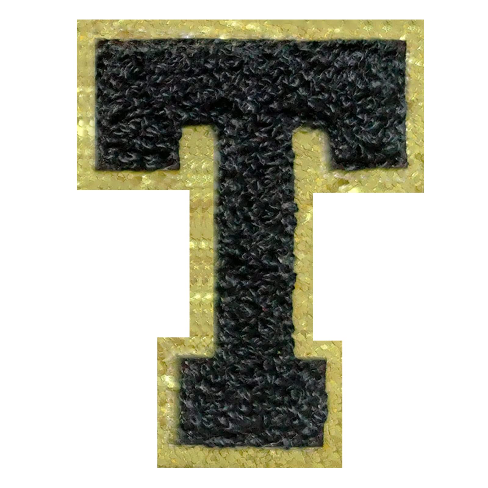 4Pcs Black Chenille Letter, 2.2" Iron on Letters Patches, Chenille Letter Patches for Clothing (T)