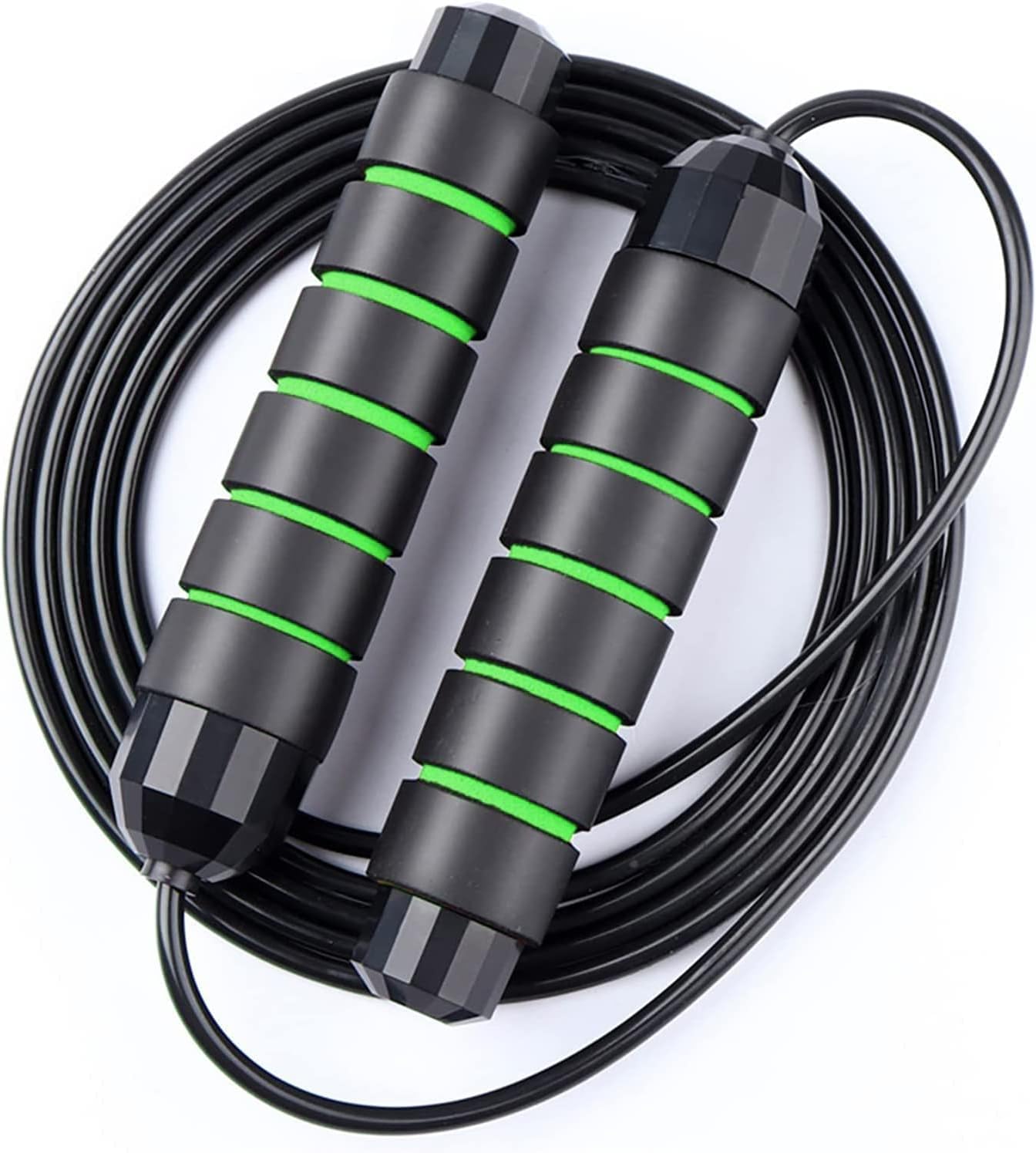 Jump Rope, Adjustable Jump Ropes,Skipping Rope Tangle-Free Rapid Speed with Ball Bearings for Women Men Kids,Exercise & Slim Body Jumprope at Home School Gym (Green Handles)-image-23