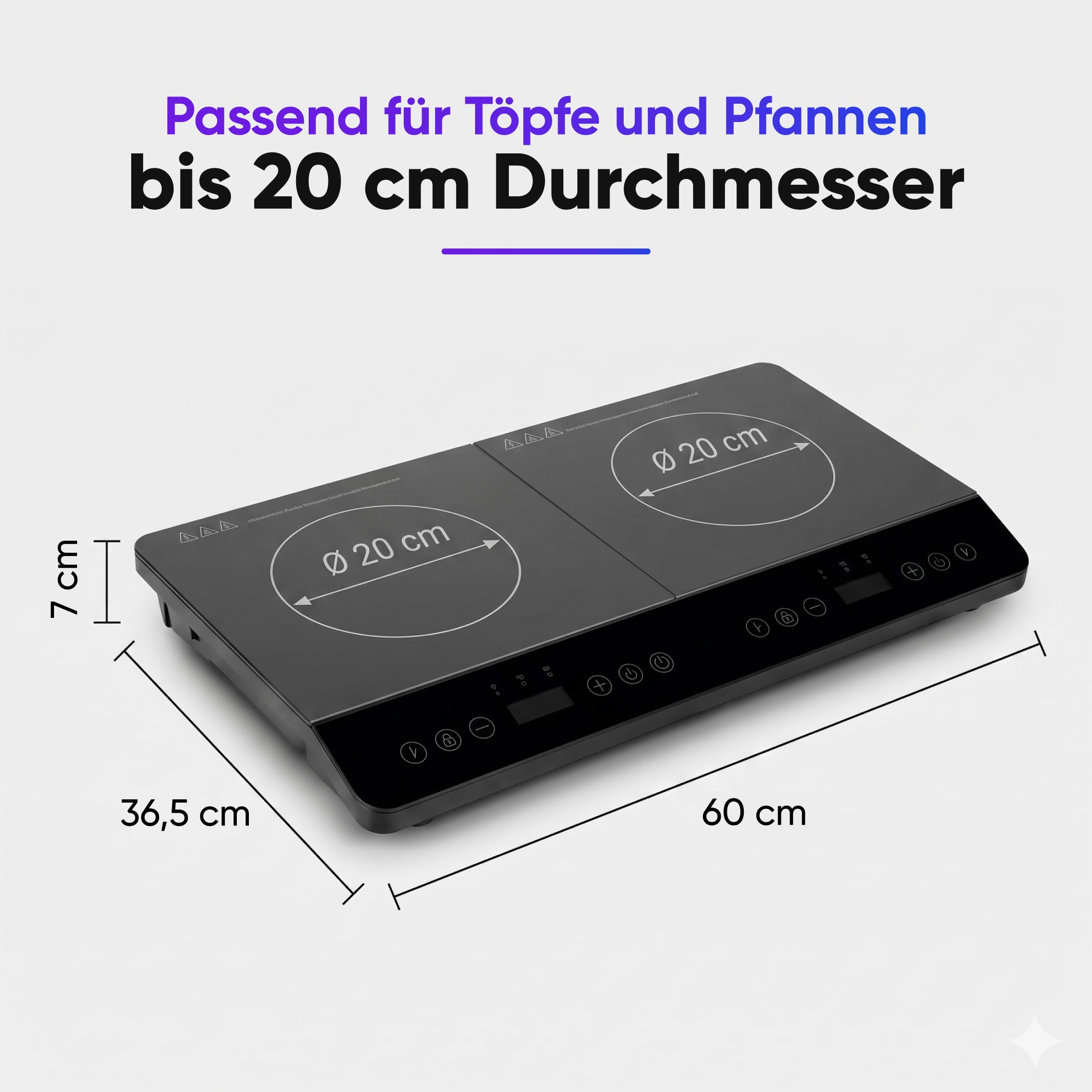 Induktionskochfeld 2 Platten 3500W – Doppel Induktionskochplatte Tragbar mit Touch Display, 8 Kochprogrammen & Kindersicherung, Mobile Kochplatte für Camping & Küche