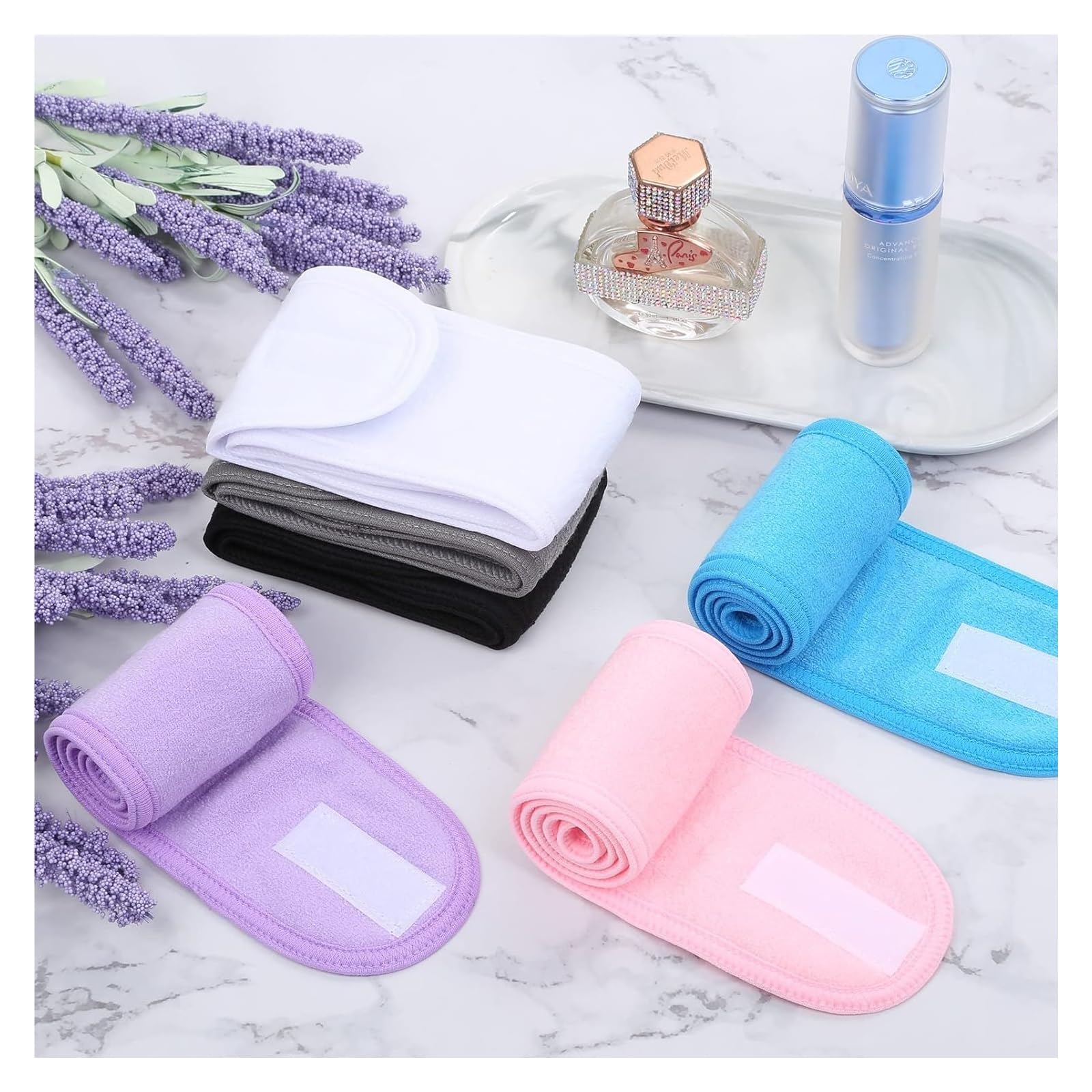Fascia for capelli, fascia for capelli spa, fascia for il sudore, fascia for la testa, fascia for capelli, asciugamano, antiscivolo, elastica, lavabile, for il trucco, for il lavaggio del viso (6 pezz