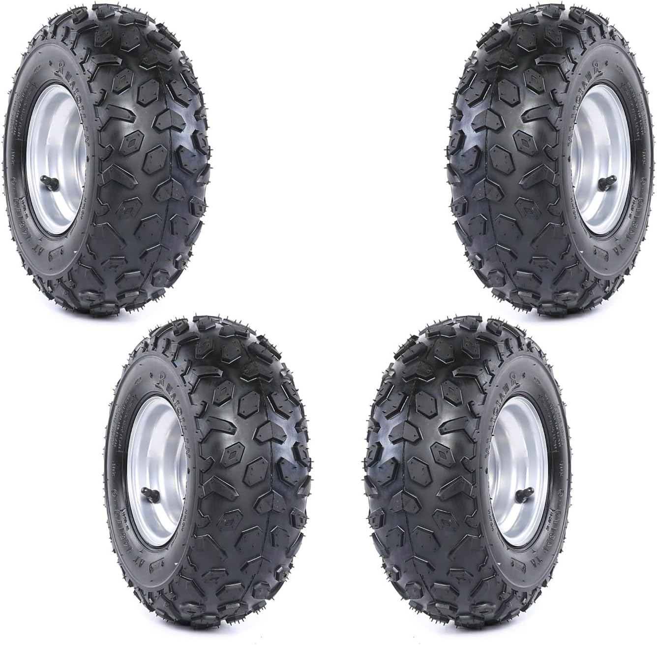 Set Of 4 ATV Go Kart Tires 145/70-6 With 6 inch Wheels Rims