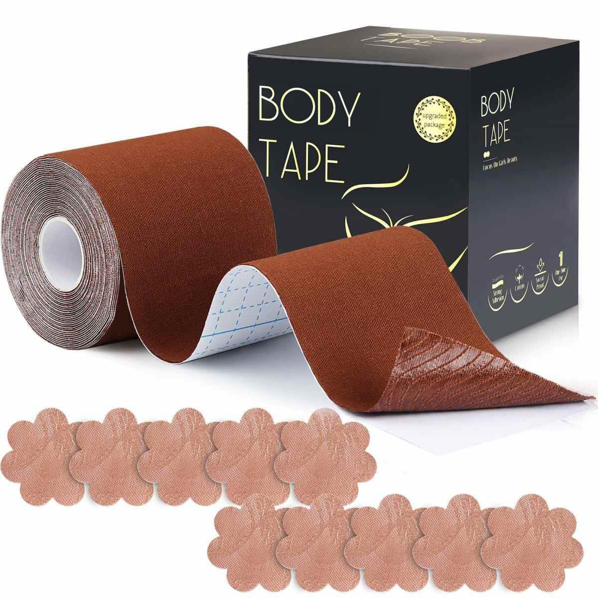 Invisible Breast Lift Tape with Lace Petal Backless Nipple Cover, Boob Tape Body tape for Breast Lift A-G Cup