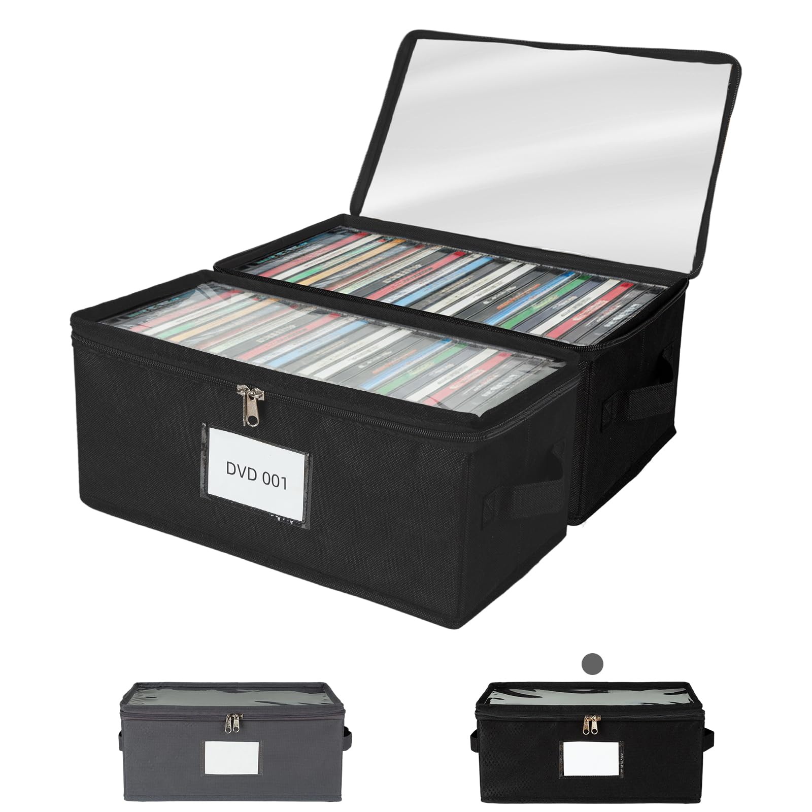 Amazon.com: ComfortKeeper 2 Pack Fabric DVD Storage Box with Clear
