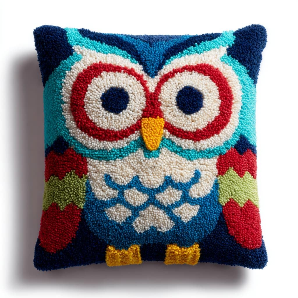 WallustrioaW Latch Hook Kit Cushion for Adults,Animal Owl