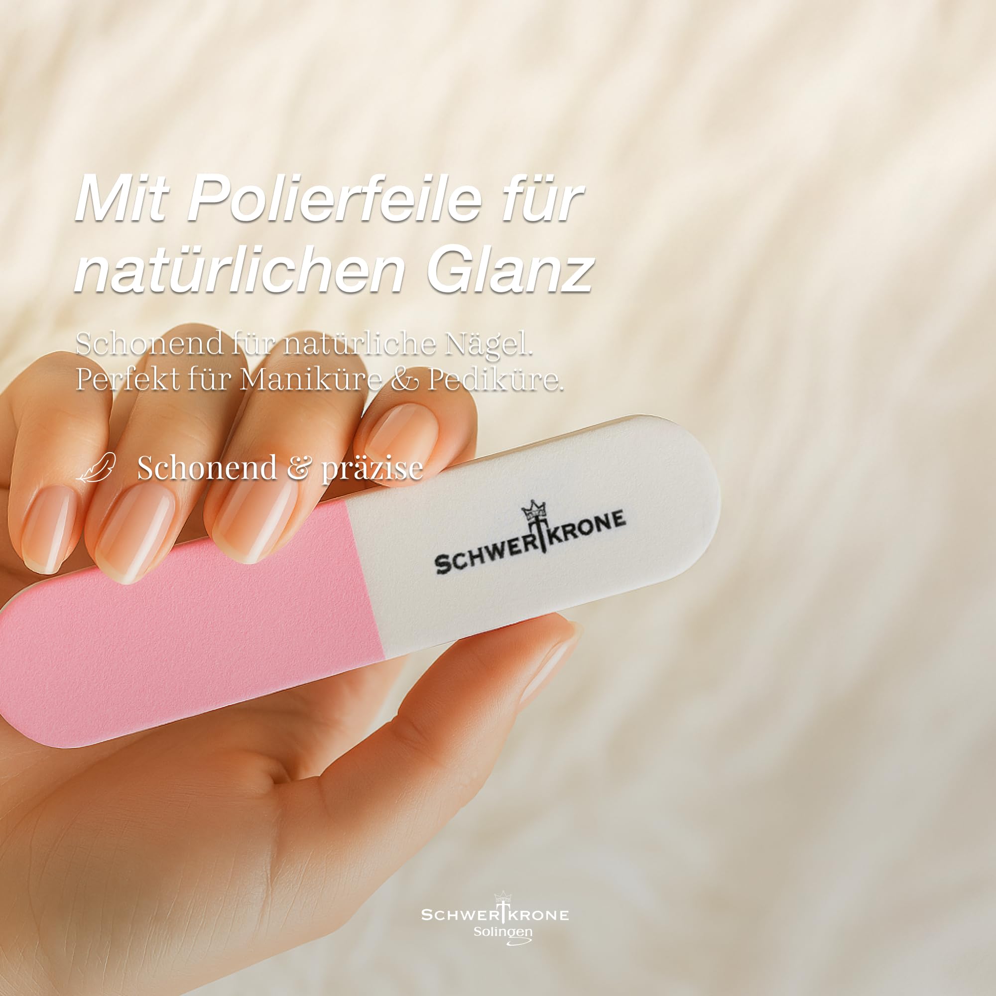 SCHWERTKRONE Zestaw pilników do paznokci 4-częściowy – 3 szafirowe pilniki do paznokci, pilnik do polerowania i etui ochronne – praktyczny zestaw do manicure i pedicure
