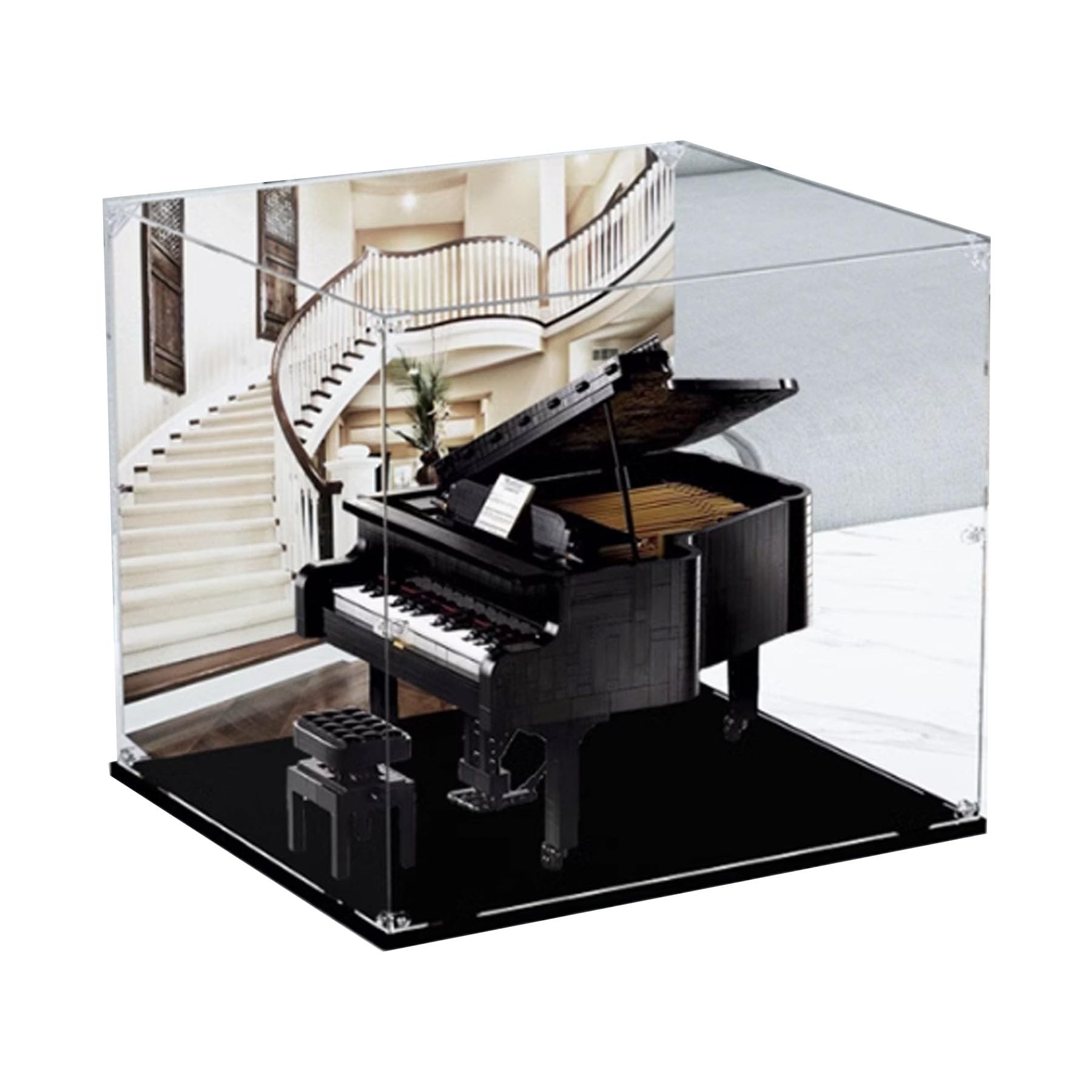 Chifenms Black Acrylic Clear Display Case For Lego 21323 Grand Piano Display Box,Building Block Collectibles Transparent Dustproof Showcase Storage Box (Only Case) (Background 1)