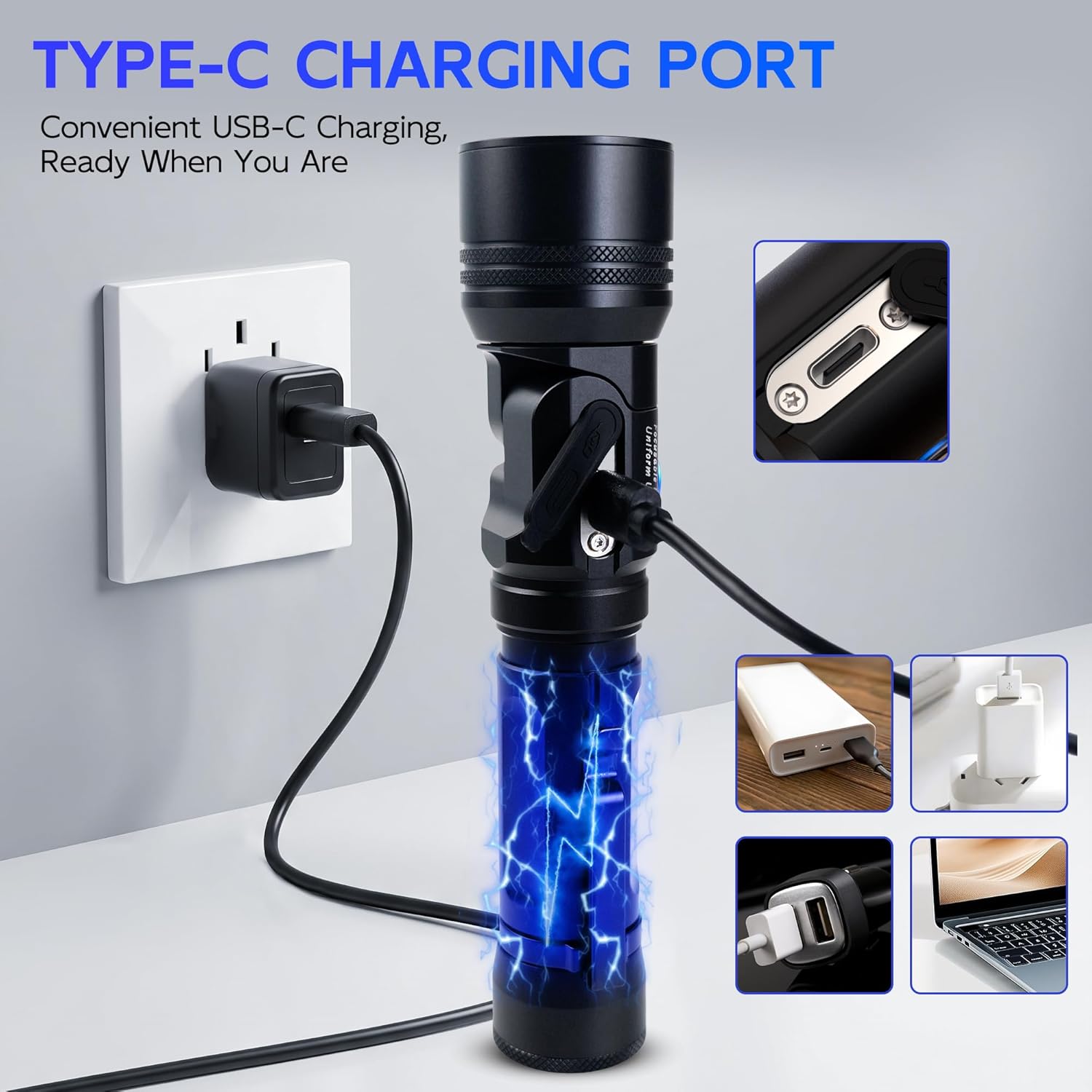365nm Black Light, UV Flashlight Rechargeable, 105° Adjustable Head & Zoomable, Magnetic Tail, Powerful Blacklight for NDT Leak, Blood Tracking, Pet Urine, Uranium Glass, Scorpion, Resin Curing, Rock