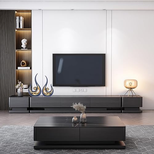 Miniatura 6 de Acentos decorativos azules y dorados, mesa central de cerámica de arte abstracto azul marino, decoraciones de mesa modernas para comedor, para