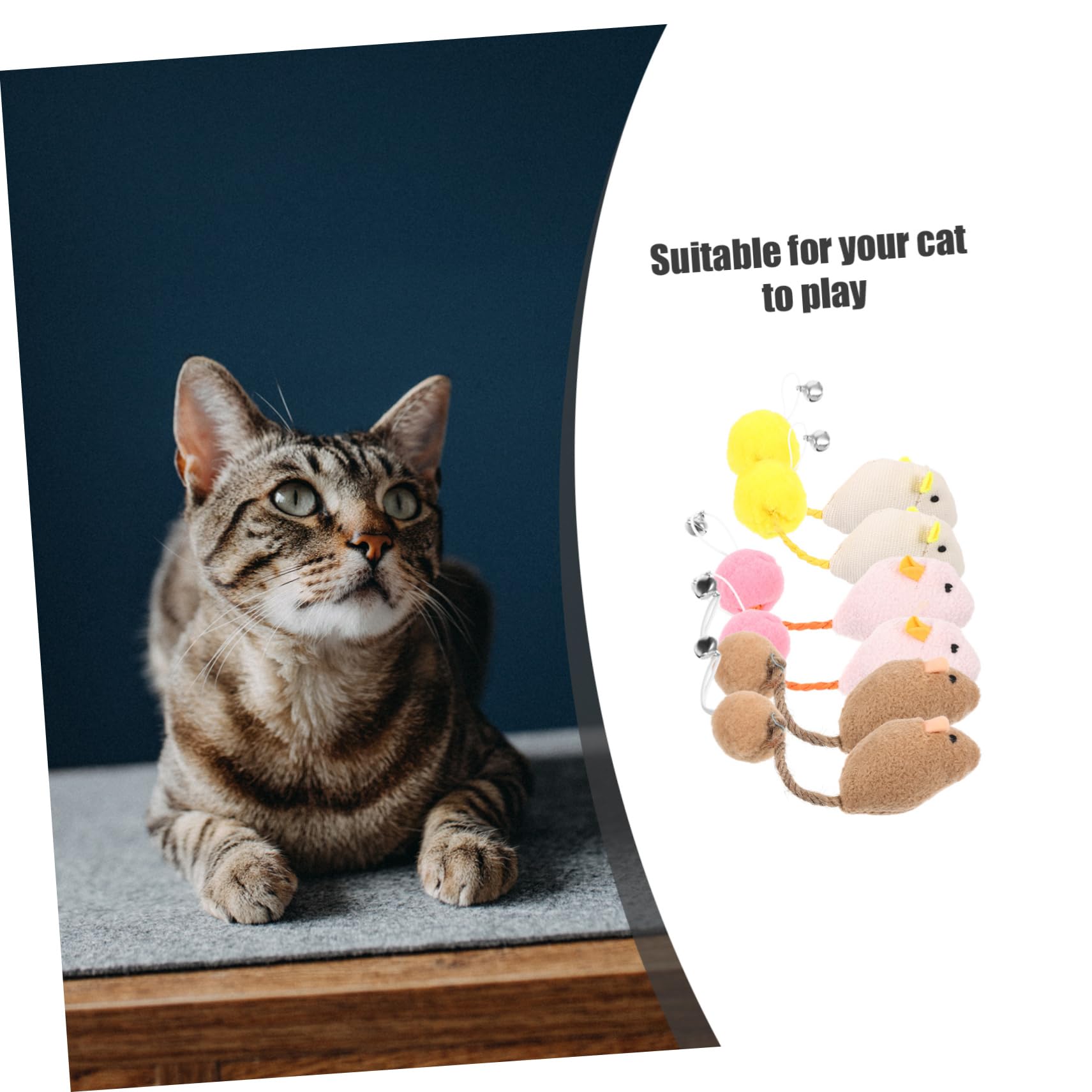 Lot De 6 Souris en Peluche avec Clochette pour Chat Idéales pour Jouer en Intérieur