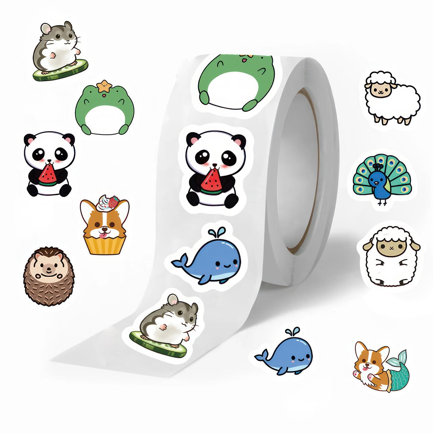 500 Pcs Animal Stickers,10 Sheets Graphic Cute Animals Cartoon Decal Roll Self Adhesive Seals Stickers for Kids, Adults Laptop Waterbottle Phone Skateboard Guitar Luggage Helmet Décor