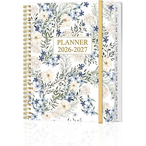 Academic Planner 2026-2027 - Weekly & Monthly Planner from July 2026 to June 2027, Agenda 2026 2027 with Inner Pocket, Elastic Band, 8.5" x 11", Crushed Flower