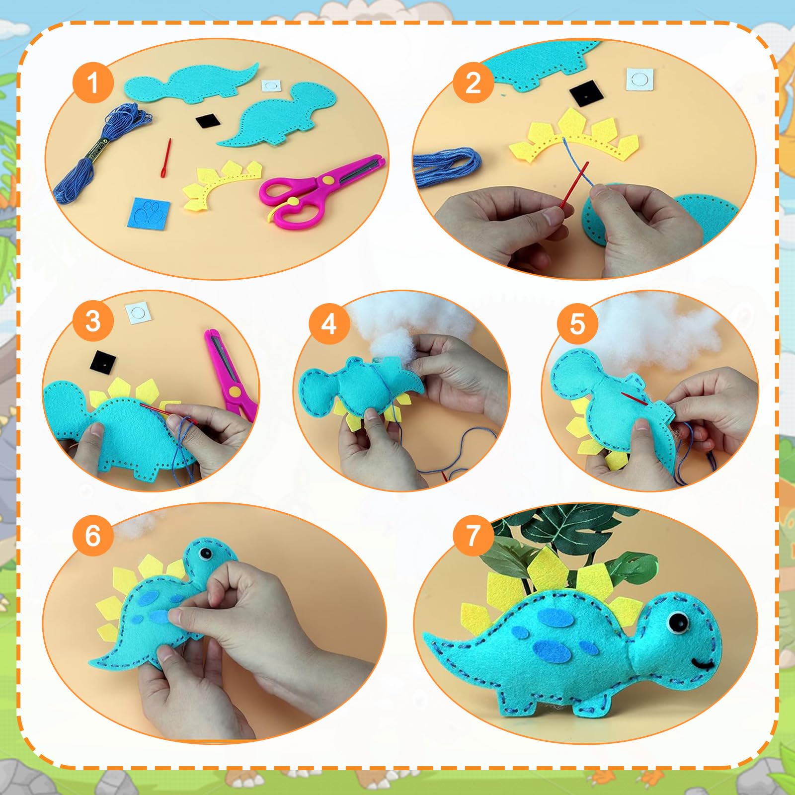 Nähset Für Kinder Ab 6 Jahre - 12 Tierfiguren Aus Filz | Kreatives Lernspielzeug Für Anfänger