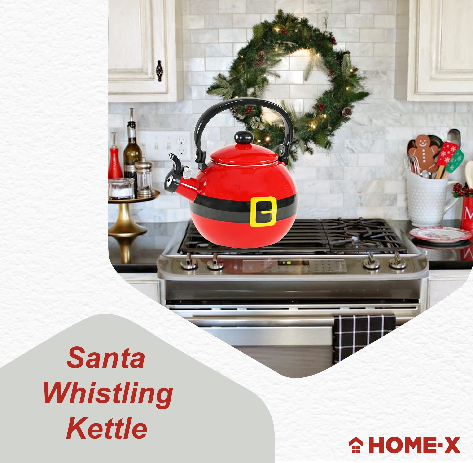 Santa Claus Whistling Tea Kettle - Holiday Tea Kettle -2