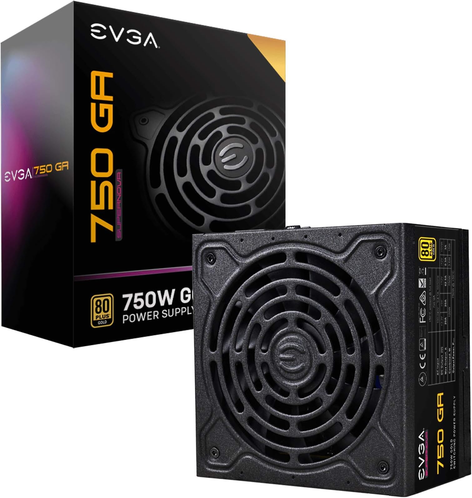 EVGA SuperNOVA 750 GA, 80 Plus Gold 750W, Fully Modular, Eco Mode, 10 Year Warranty, Includes Power ON Self r, Compact 150mm Size, Power Supply 220-GA-0750-X3 (UK)