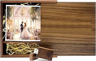 32GB USB 3.0 Wedding USB Flash Drive with Wooden Gift Box TATMOHIK Wood Thumb Drive for Storing Photos Walnut Wooden Jump Drive for Keepsakes for Anniversary/Birthday/Photographer/Wedding