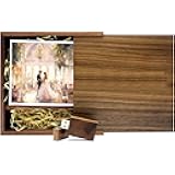 32GB USB 3.0 Wedding USB Flash Drive with Wooden Gift Box TATMOHIK Wood Thumb Drive for Storing Photos Walnut Wooden Jump Drive for Keepsakes for Anniversary/Birthday/Photographer/Wedding
