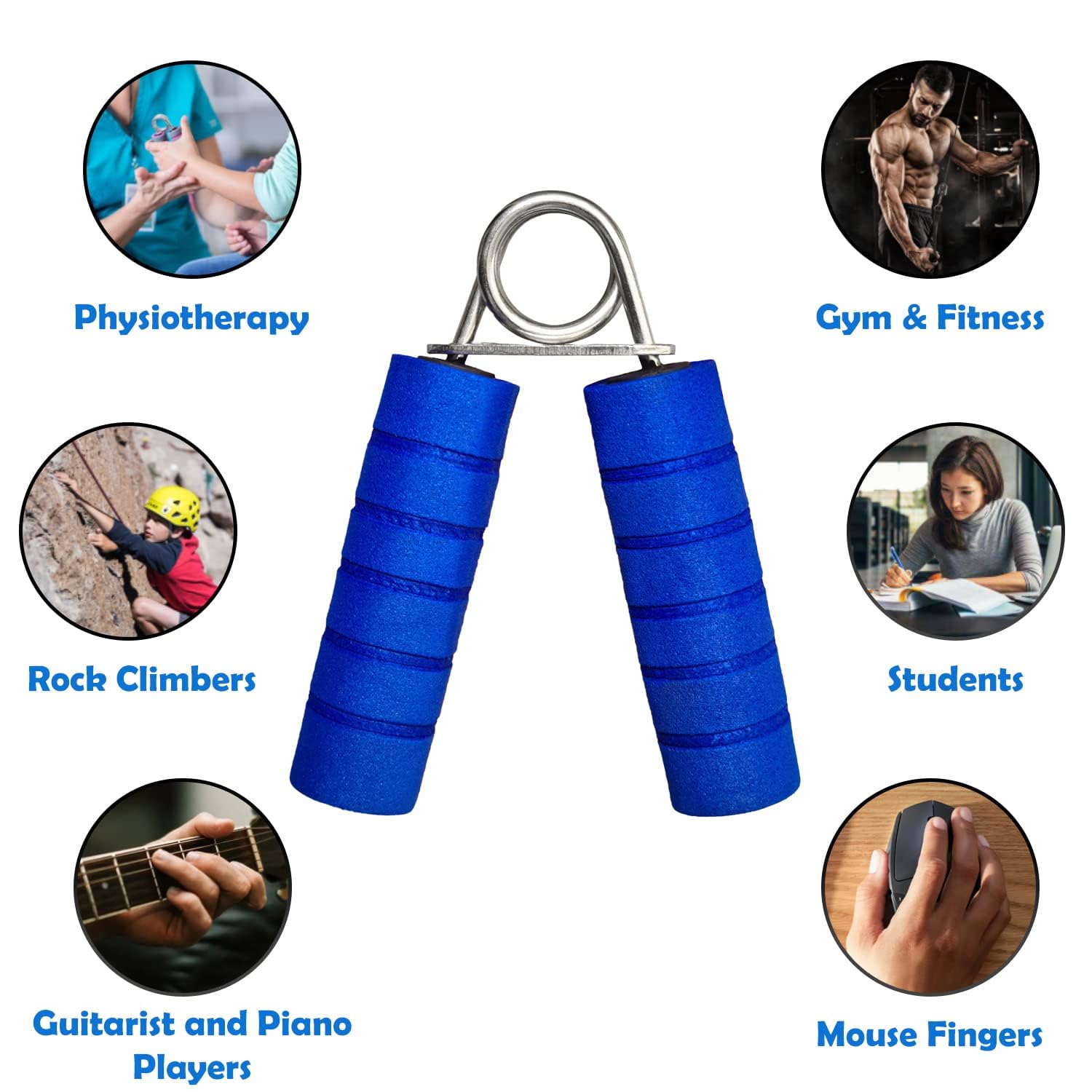 AMIFIT Premium Hand Grip Strengthener with Foam Handle, Hand Gripper for Men & Women for Gym Workout Hand Exercise Equipment to Use in Home for Forearm Exercise (Blue) 3