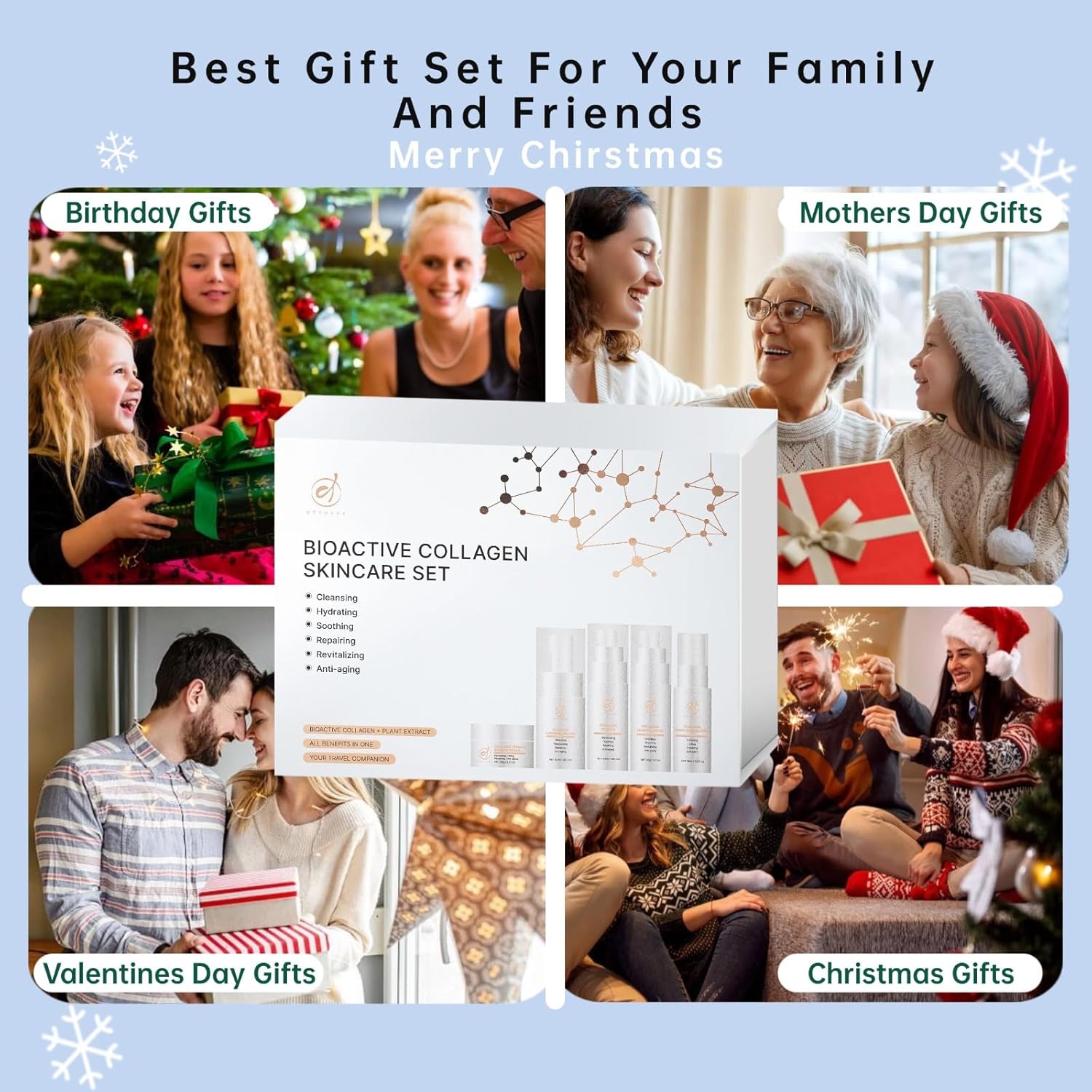 Bioactive Collagen Skin Care Set,Mini Travel Size Gift Set ,All In One (5 Piece Kit) For Women & Men,Cleaning,Hydrating,Soothing,Repairing,Revitalizing,Anti-aging - Image 3