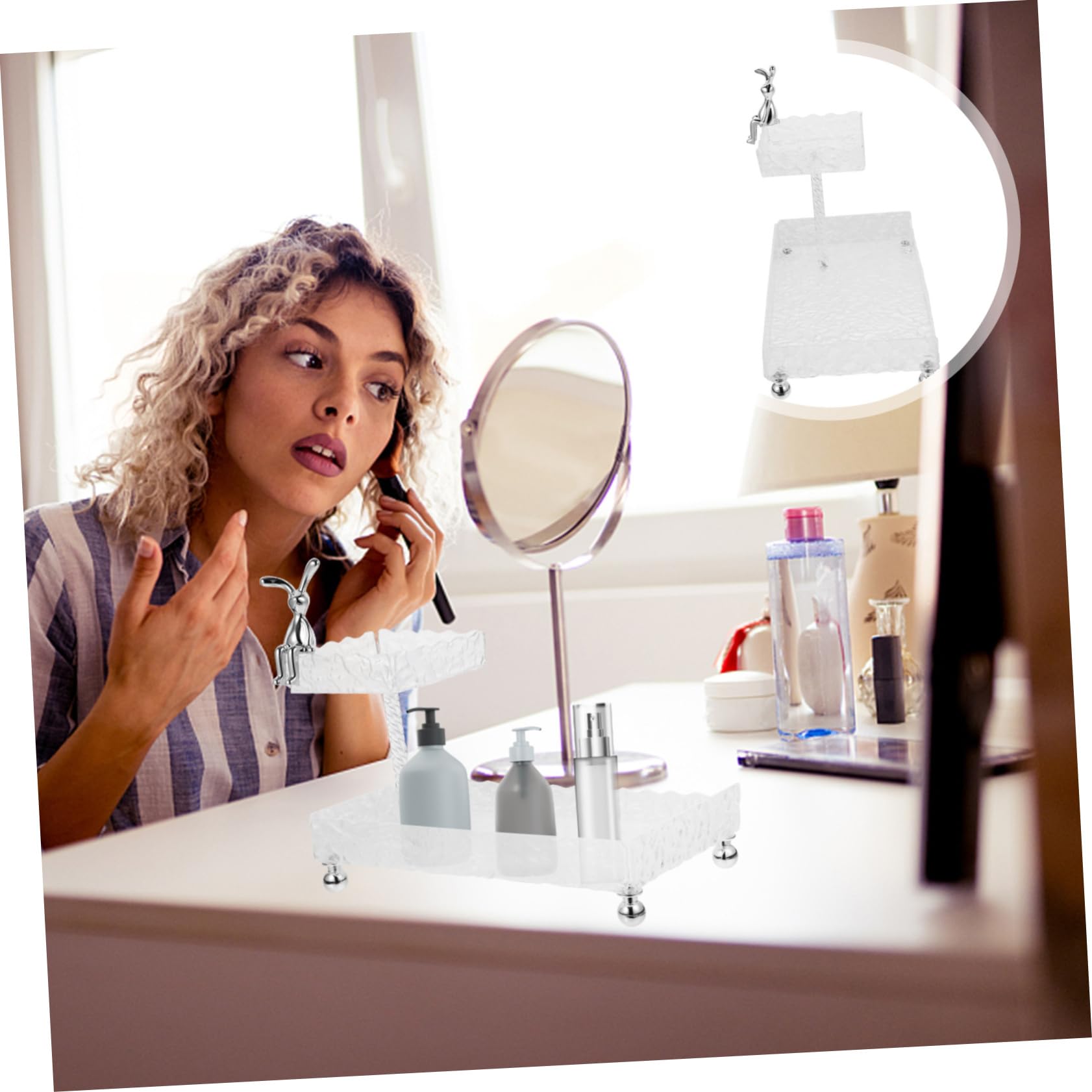 PRETYZOOM Estante De Doble Capa Organizador De Maquillaje Soporte para Cosméticos Organizador De Soportes para Maquillaje Vitrinas para Cosméticos